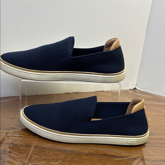 UGG Blue and Tan Slip-On Loafers with Breathable Knit - Picture 2 of 7